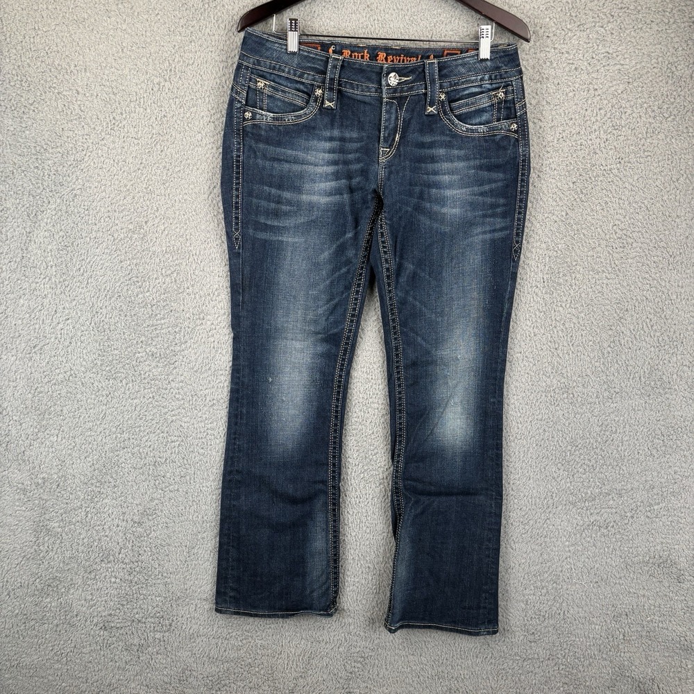 Rock Revival Gwen Easy Boot Jeans Size 29 34x32‎ Bootcut Flap Pockets